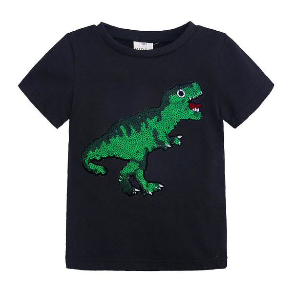 Lasten Glitter Dinosaur Top Boy Lyhythihainen T-paita Lasten T-paita Baby Lasten paidat[HK] Black 110