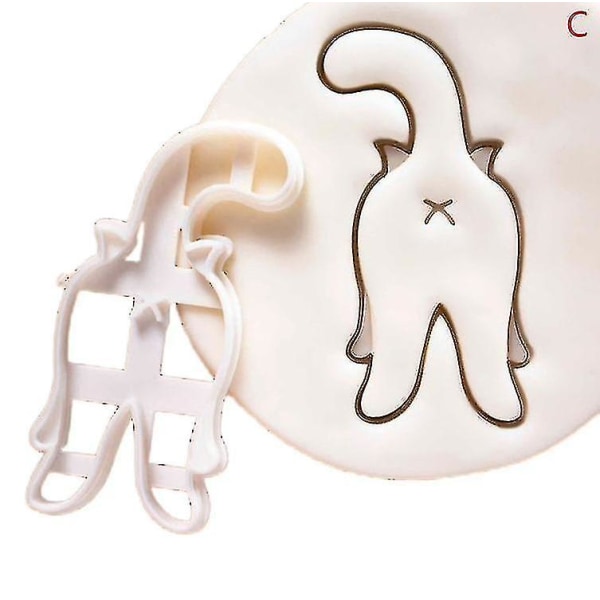 1/3 stk Kattkjeksformer Kitty Butt Form DIY Kjekskjeksform Stempel Bakeware[HkkK] C