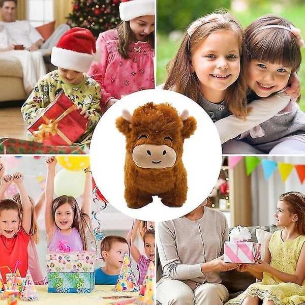 Adopter en Highland Cow Plysj, Søt Ku Plysjdyr Fluffy Ku Figur Leke[HK] yak boxed