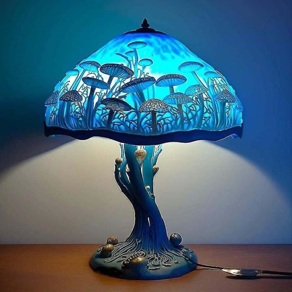 Maleri Glas Svampe Bordlamper Bohemian Harpiks Svampe Bordlampe Natlampe Til Hjem Og Kontor[HK] Blue Mushroom Table Lamp