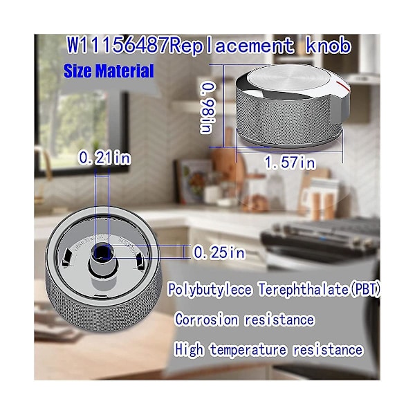 HK  W11156487 W10823529 För ugnsspisvred, utbytesvred för spis, kontrollhastighet (1-pack Silver