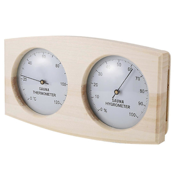 Bastutermometer Hygrometer i trä, väggmonterat spatillbehör, mekanisk, inget batteri krävs - För familjehotell Sa[HK]