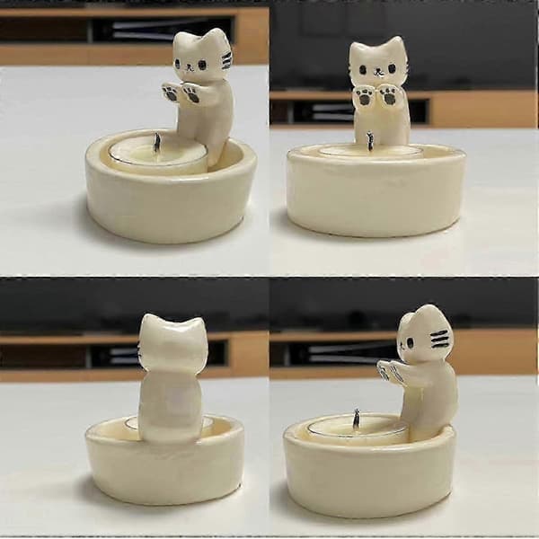 Katteholder, Kitten Teholder, Katteholderpynt, Søt Holder For Katt[HK] White