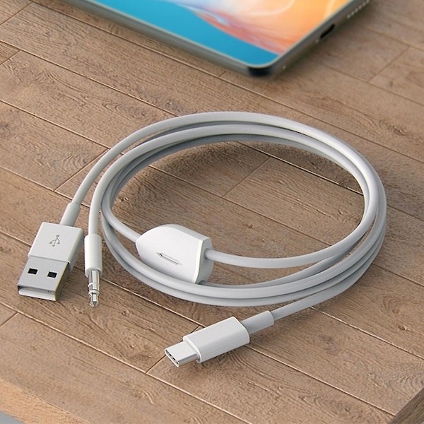 1 Split 2 Type C - USB A 3,5 mm AUX-kaapeli HiFi-äänenlaadulla autokaiuttimille [HK]