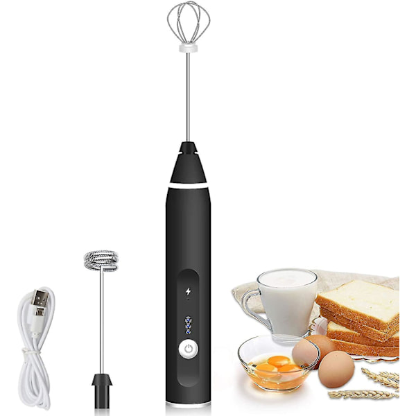 2 i 1 håndholdt elektrisk melkeskummer USB-oppladbar melkeskummer [HK]