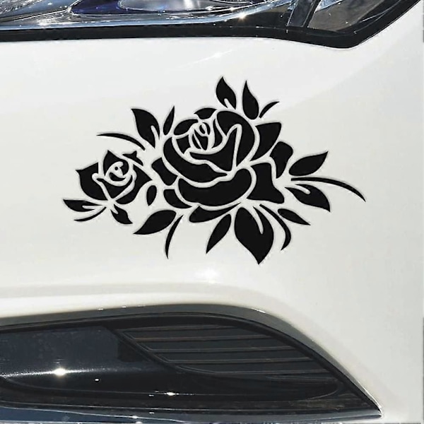 Sort Blomst Bilmærkat, Anti-ridse Dørmærkat Beskyttelse Vinyl Grafikmærkat til Bilhjelm Reflekterende Kofangermærkat[HK]