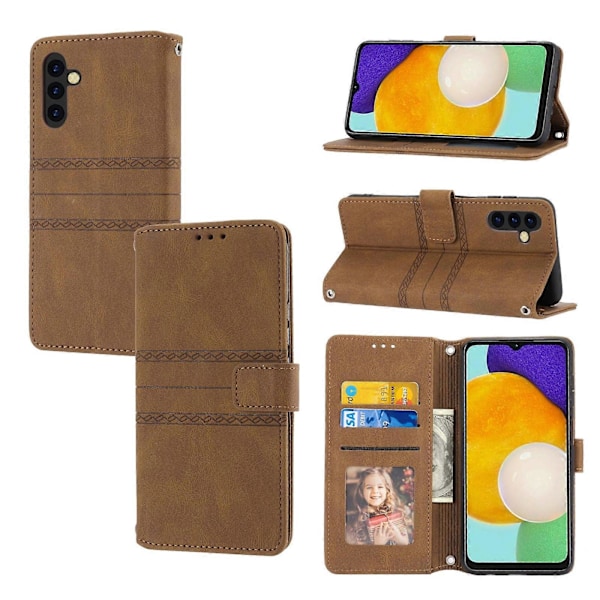 Präglat Läderfodral För Samsung Galaxy A34 5G[HK] Brown