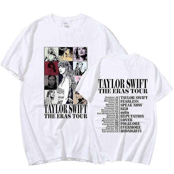 Taylor Swift The Eras Tour Fans Brev Trykt T-shirt Kortærmet Trykt Tee Tops[HK] White S