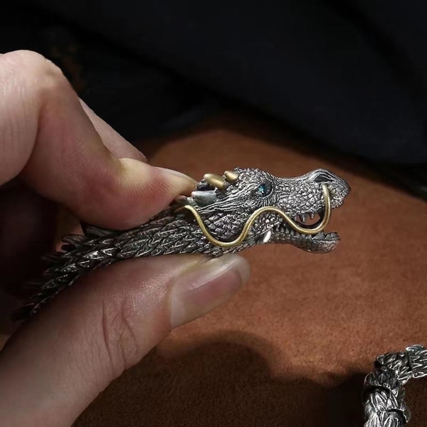 Sølv armbånd mænd Dragon-head køl kæde armbånd Steampunk Rock armbånd