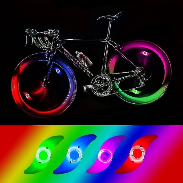 HK 4 X Led-pyöränpyörän valo, vedenpitävä Led-pyöränpyörän valo, jossa on 3 vilkkuva tilaa Led-pyöränpyörän lamppu Color