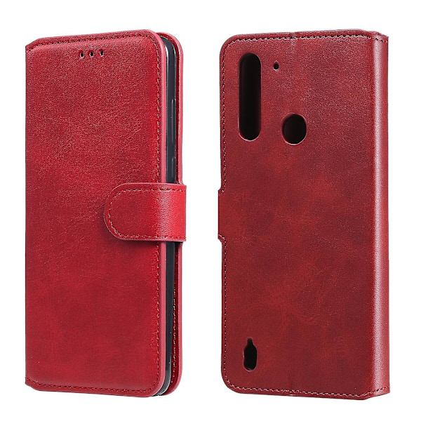 Kalveskinds tekstur læder cover til Motorola Moto G8 Power Lite[HK] Red