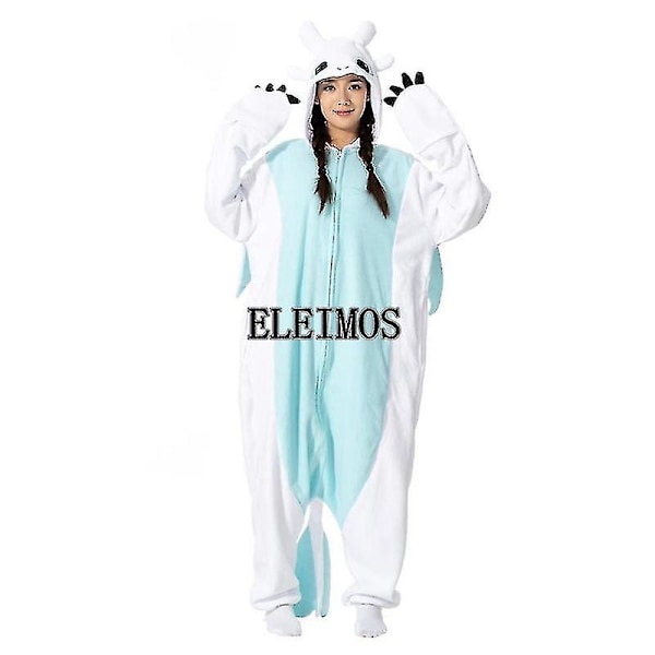 Voksen Kigurumi Onesie Tegneserie Tandløs Pyjamas Til Voksne Kvinder Mænd Dyr Pyjamas Hjemmetøj Halloween Cosplay Fest Kostume[HK] White L Fit 168-178cm