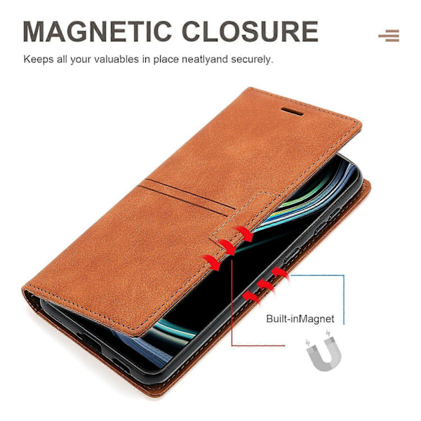 Samsung Galaxy A26 5G Lompakkokotelo Magneettisella Sulkemisella Nahkainen Puhelinkotelo - Musta[HK] Multicolor Brown