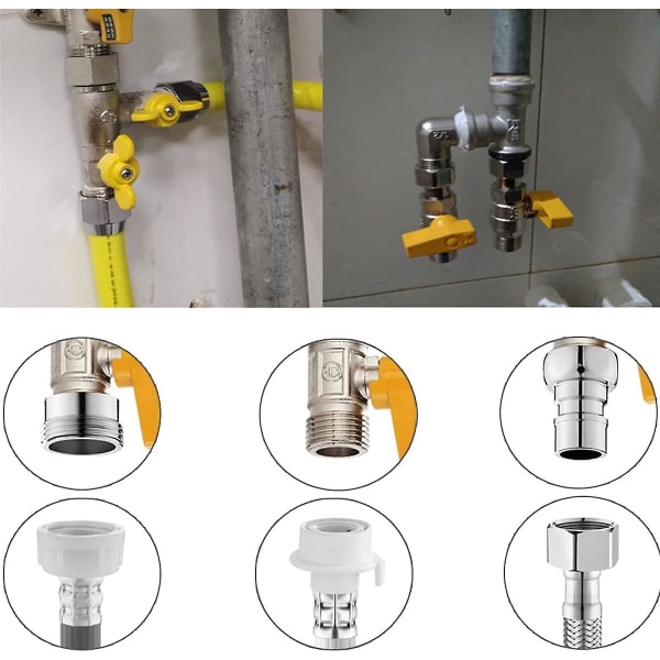 HKK 3-veis ventil messing 3-veis dusjventil messing 3-veis ventil T-fitting, stoppventil for kjøkken eller bad