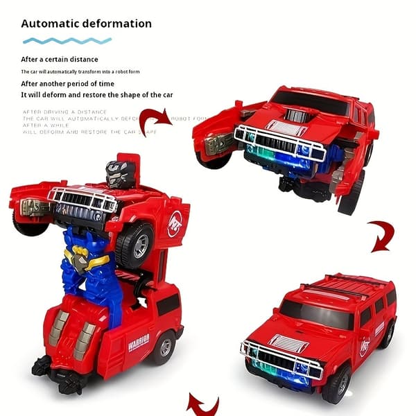 Automatisk transformerende lekebil, transformerer til robotbilmodell, projeksjon av bilde, med lys, med musikk, unngår automatisk hindringer [D] Blue