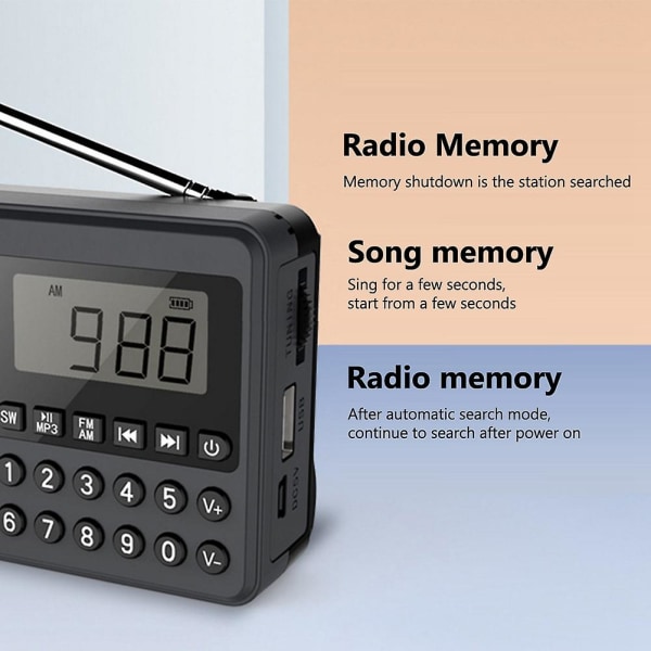 Fm/am/sw Mp3-radio med dobbelt antenne, fuldbånds håndholdt Mp3-afspiller, LED-display, 2.1-kanal, understøtter Usb S([HK])