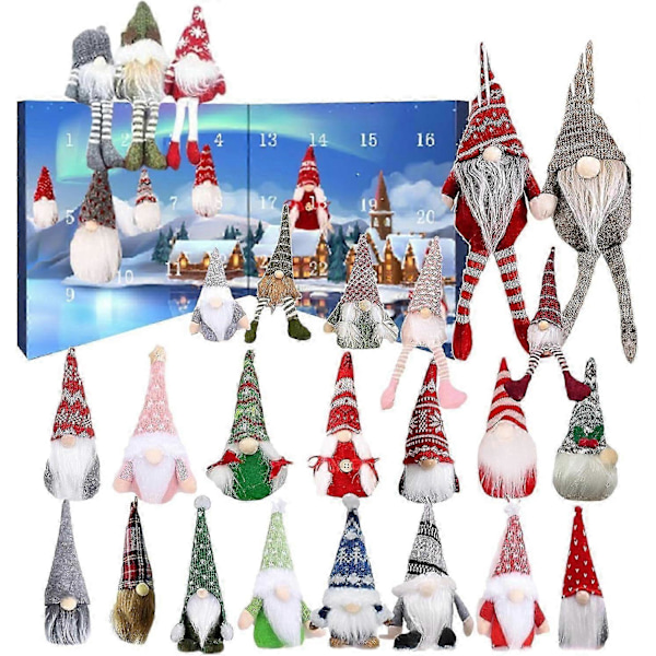 Christmas Gnome Advent Calendar 2024, 24 Days Dwarfs Plush Toy Advent Calendar 2024, Plush Gnome Christmas Countdown Calendar   B