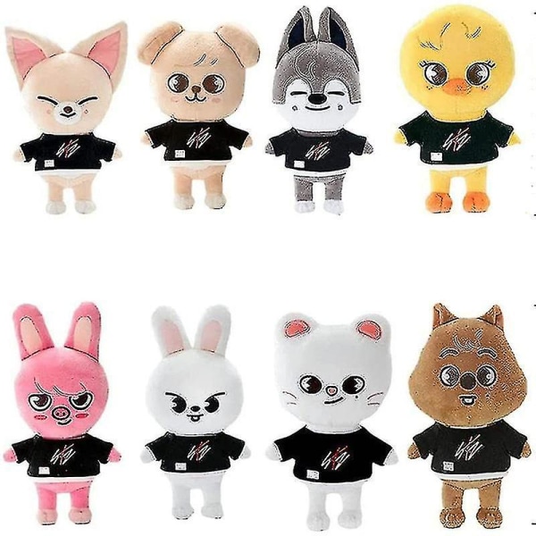 Skzoo Plysjdyr Stray Kids Tegneserie Stoffdyr Plysjdukke Bbokari Leebit Wolf Chan Puppym Gave 20cm[HK] Dwaekki