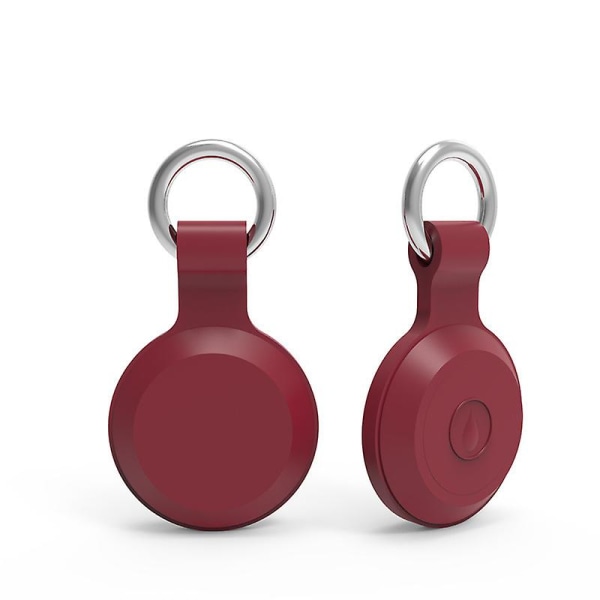 Beskyttelsesetui til Airtag, 2 stk blød silikone Anti-ridse vandtæt beskyttelsescover med nøglering til nøgler, tegnebog, bagage, kæledyr[HK] Wine Red
