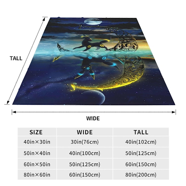 Umbreon Tecknad Filt för Barn Tonåring Vuxen, Ultra Mjuk Mysig Lyxig Fleece Pläd Filt för Soffa Säng, Varm Flgtxxsa91[HK] 60x50in 125x150cm