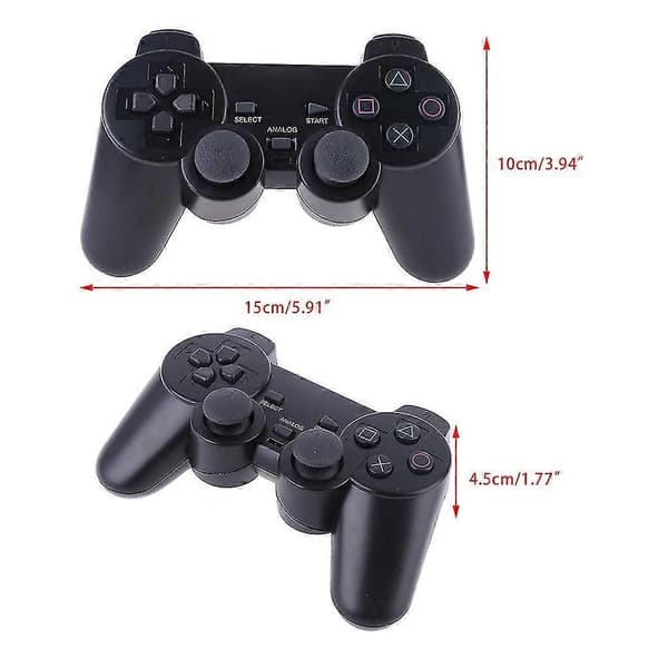 Trådløs Gamepad Vibrator 2,4 GHz USB-spillkontroller Håndtak Joystick med mottaker for PS2 For 2 spilltilbehør [HK]