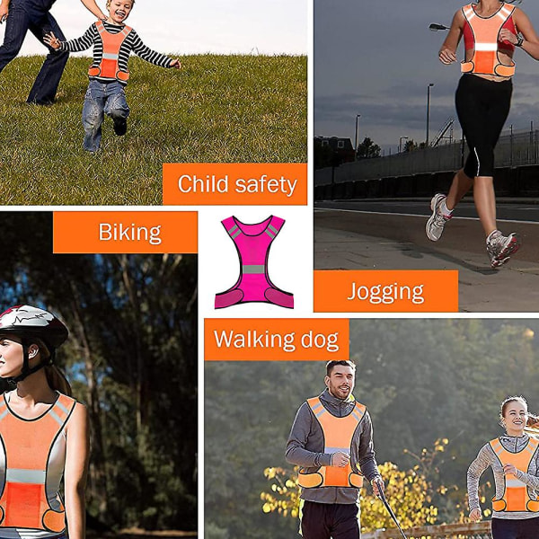 Heijastava turvajuoksuliivi miehille, naisten juoksuvarusteet yökävelyyn[HK] Pink