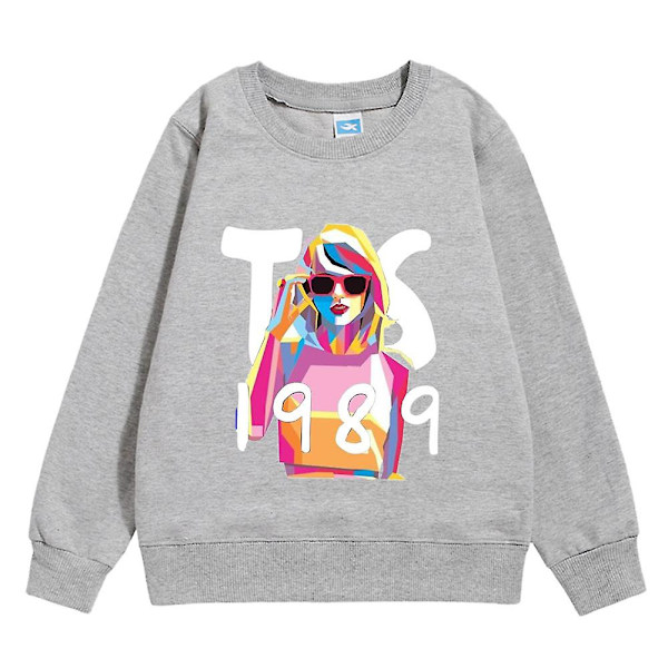 Taylor Swift 1989 Tryckt Sweatshirt Barn Flickor Långärmad Pullover Jumper Toppar Fans Swiftie Present[HK] Gray 6-7 Years