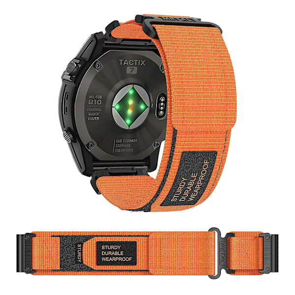 Til Garmin Tactix 7 Pro/ Fenix 7X/ 6X Pro/ 5X Plus Urrem 26mm Nylon Armbåndsrem[HK] Orange