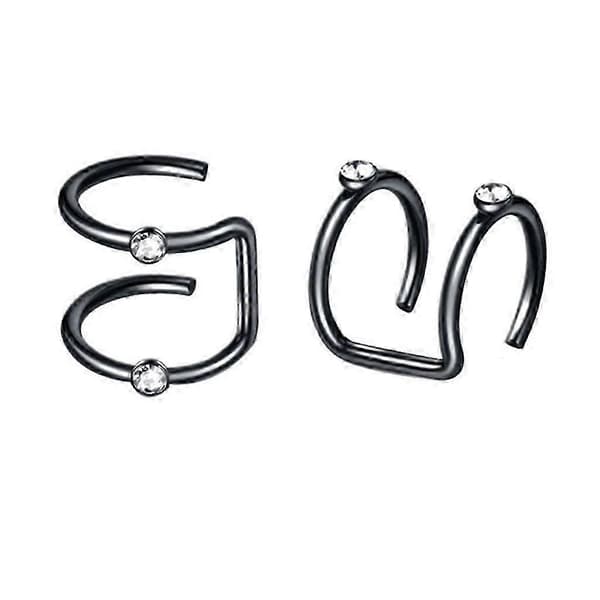 2-4-pack Öronmuddar i rostfritt stål Helix Öronklämma On Wrap Örhängen Unisex Svart[HK] 3 Pcs
