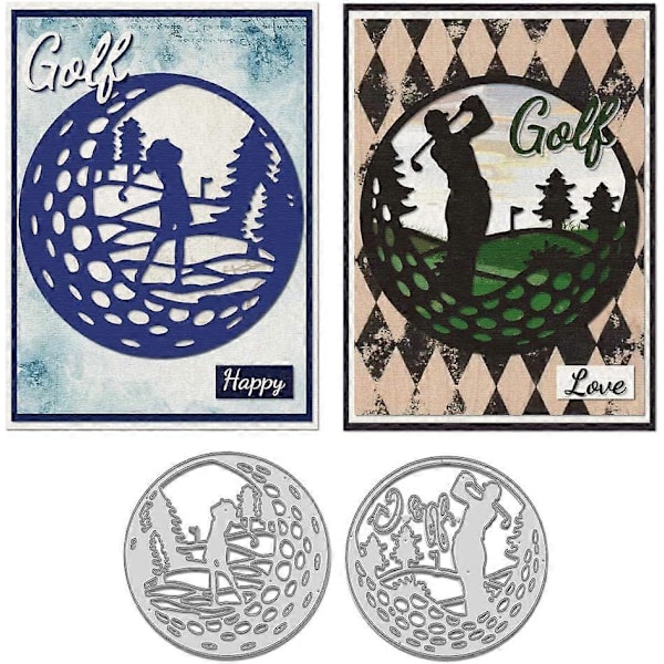 2 kpl Golf Urheilu Metallileikkurit Sapluunat Golf-maisema Hiiliteräs Leikkausmuottisarja DIY Scrapbooking Golfmiehen Golfnaisen Kohokuviointiin [HK]