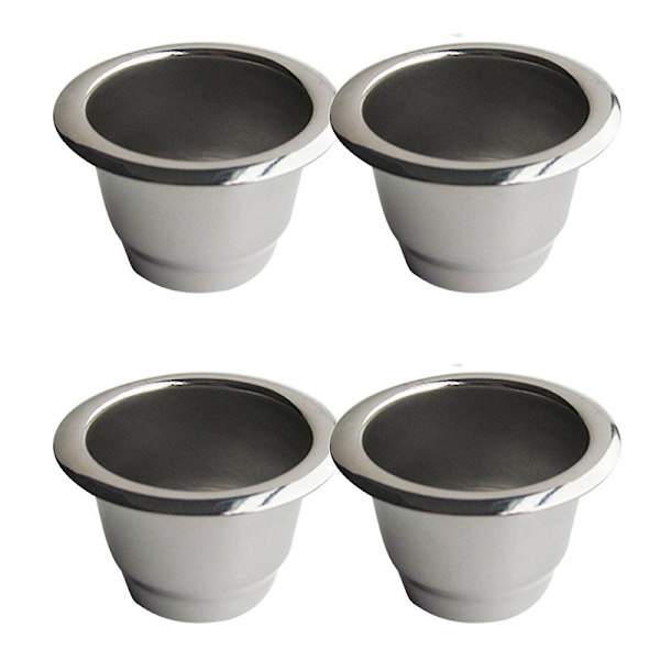 4 st återfyllningsbara kaffekapslar i rostfritt stål, kaffefilter, återanvändbara kaffepads, återanvändbara Cafe[HK] Silver