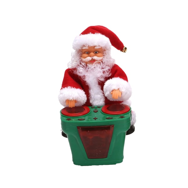 Julenissen animeret trommespil musikfunktion ornament musik julemand dukke animeret julelegetøj[HK] Green