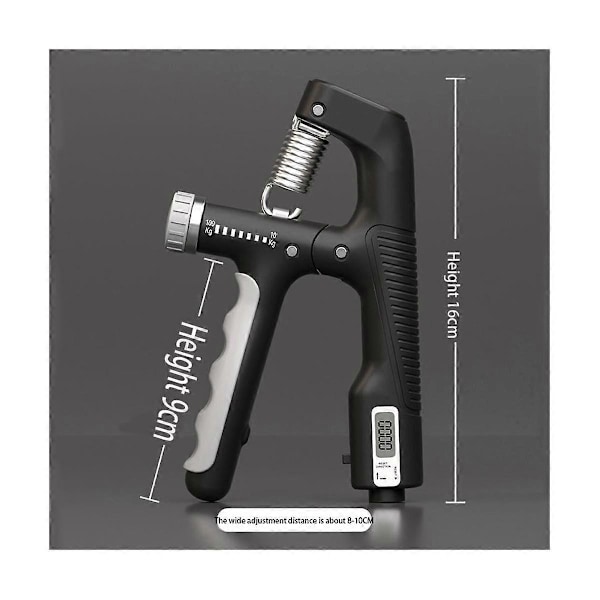 10-100Kg Justerbart Elektroniskt Handgrepp Styrketräningsredskap Tungt Grepp Fitness Muskelträning Handförstärkare-[HK] Black