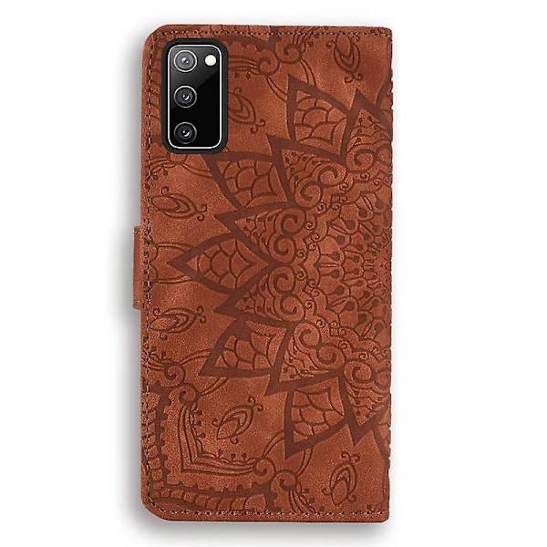 Wallet Case til Samsung Galaxy S20 FE Premium PU Læder Flip Cover Mandala[HK] Brown