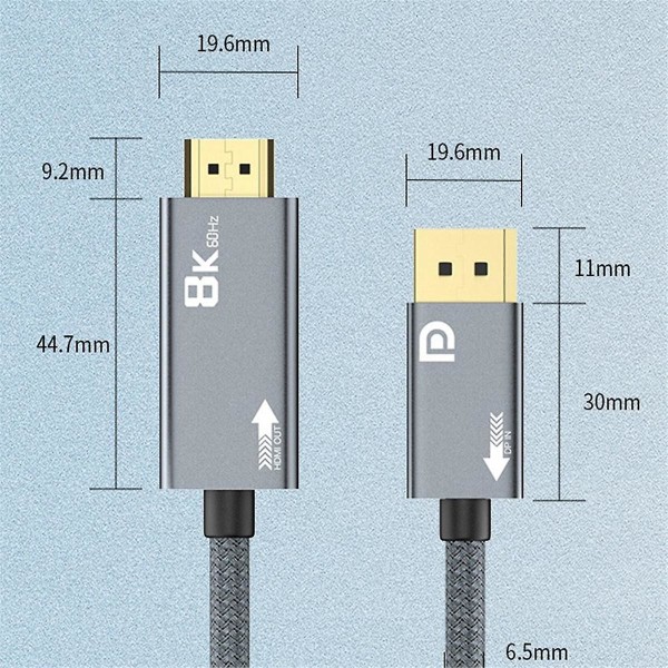 Dp1.4-yhteensopiva 2.1 Hd-kaapeli 8k 60hz sovitin datakaapeli Tv-signaalikaapeli([HK])