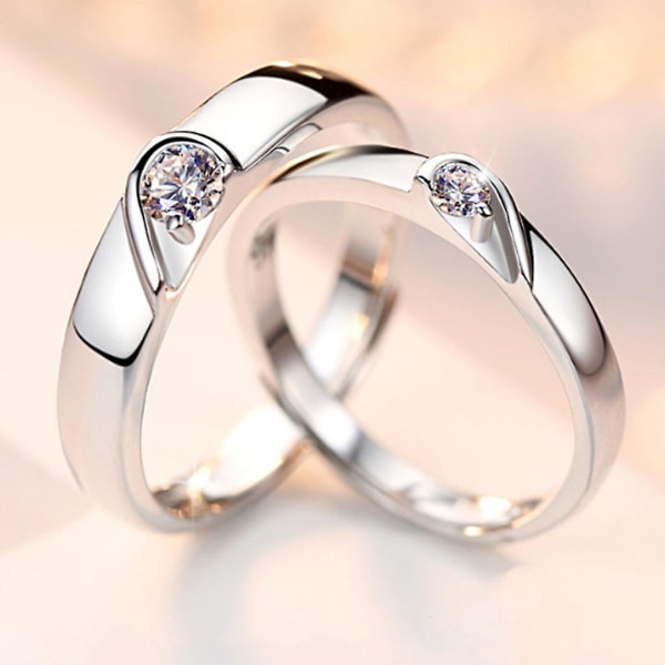 Minimalistisk forlovelsesring hjerteform elsker parring løfte kno ringe