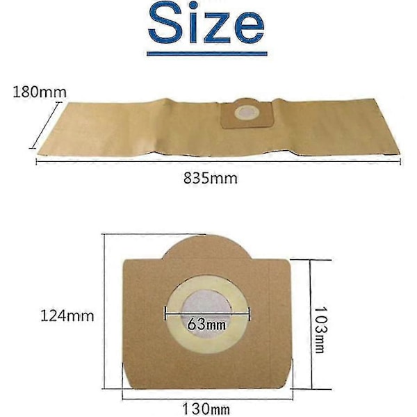 Karcher Wd3 Dammsugarpåse, Set med 5 raka dammsugarpåsar för Karcher Wd3, Wd 3 Premium, Wd3200, Wd3500p, A2204, A2204, A2534, S[HK]