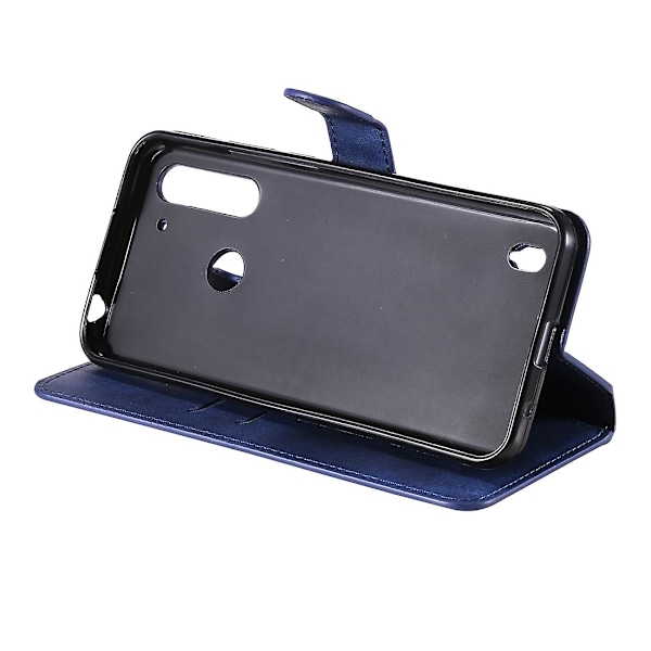 Kalveskinds tekstur læder cover til Motorola Moto G8 Power Lite[HK] Blue