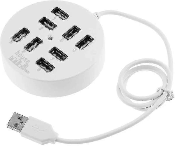 8-porters Boks Multi-data Overføring Usb 2.0 Hub Rund Multi-port Distributør Adapter (hvit)[HK]