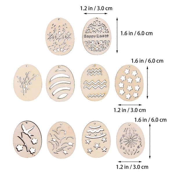 Trä Påskägg Bitar för DIY Hantverk 100st Beige Träutskärningar[HK]