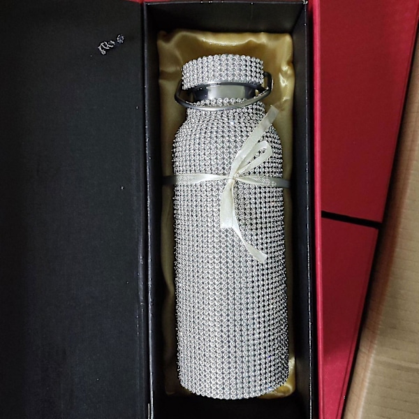 Diamant Vattenflaska Bling Strass Rostfritt Stål Termosflaska Med Kedja För Kvinnor Flickor Present - Jxlgv[HK] blue