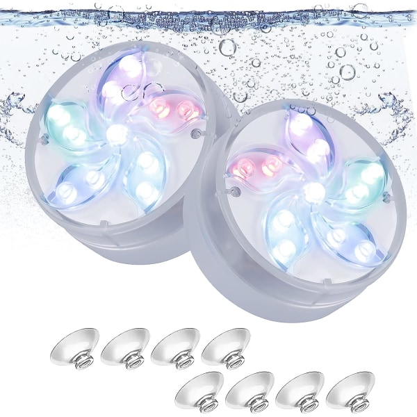 LED-dykningslampor Undervattensljus Vattentäta badkarlampor för akvarier, badkar, simbassänger, dammar, trädgårdar, vattenmiljöer 2-pack