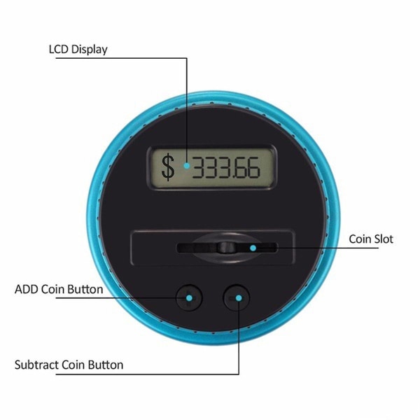 1 stk Sparegris Pengekasse Krukke 1,8l Tæller Elektronisk Digital Lcd Optælling Mønt Pengekasse Mønter Sto([HK])