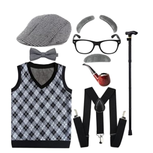 Helt Ny Gammal Dam Peruk, Mormor Cosplay Peruk Med Hår, Halloween Kostym 2023 Ny Het-YUHAO[HK] old man grey