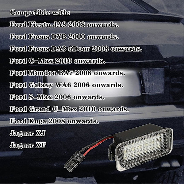 SMD 18 LED Nummerpladelygte - til Ford Fiesta Focus C-Max Mondeo Galaxy S-Max Kuga Jaguar[HK]