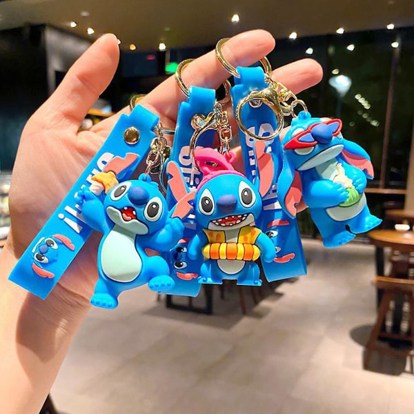 Söt Cartoon Stitch Nyckelring Personlig hängande nyckelring för Key Handväska Dekor[HK] Love