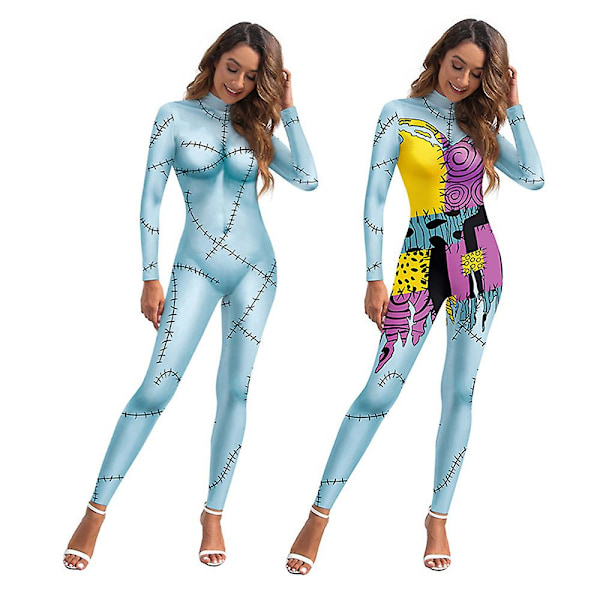 Halloween Kvinders The Nightmare Before Christmas Jumpsuit Cosplay Sally Kostume[HK] LA