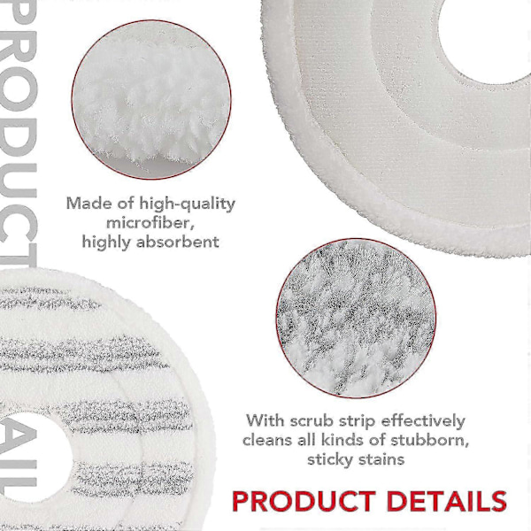 3 st Mopprefiller för Vileda Spin And Clean Mopp - Ersättningshuvud för Spinmopp - Tvättbart Återanvändbart Mikrofibermopphuvud för Rengöring F[HK] Grey