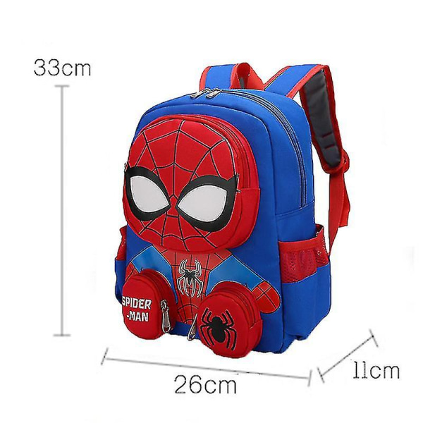 Spiderman Ryggsekk Superhelter Student Skoleveske Tegneserie 3D Stereo Barnehage Ryggsekk Barne Reiseveske Gave [HK] Navy