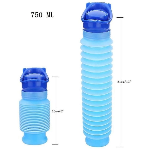 Emergency Reusable Urinal Portable Shrinkable Personal Mobile Toilet Potty Pee Bottle For Kids Adult Camping Car Travel (750 Ml)